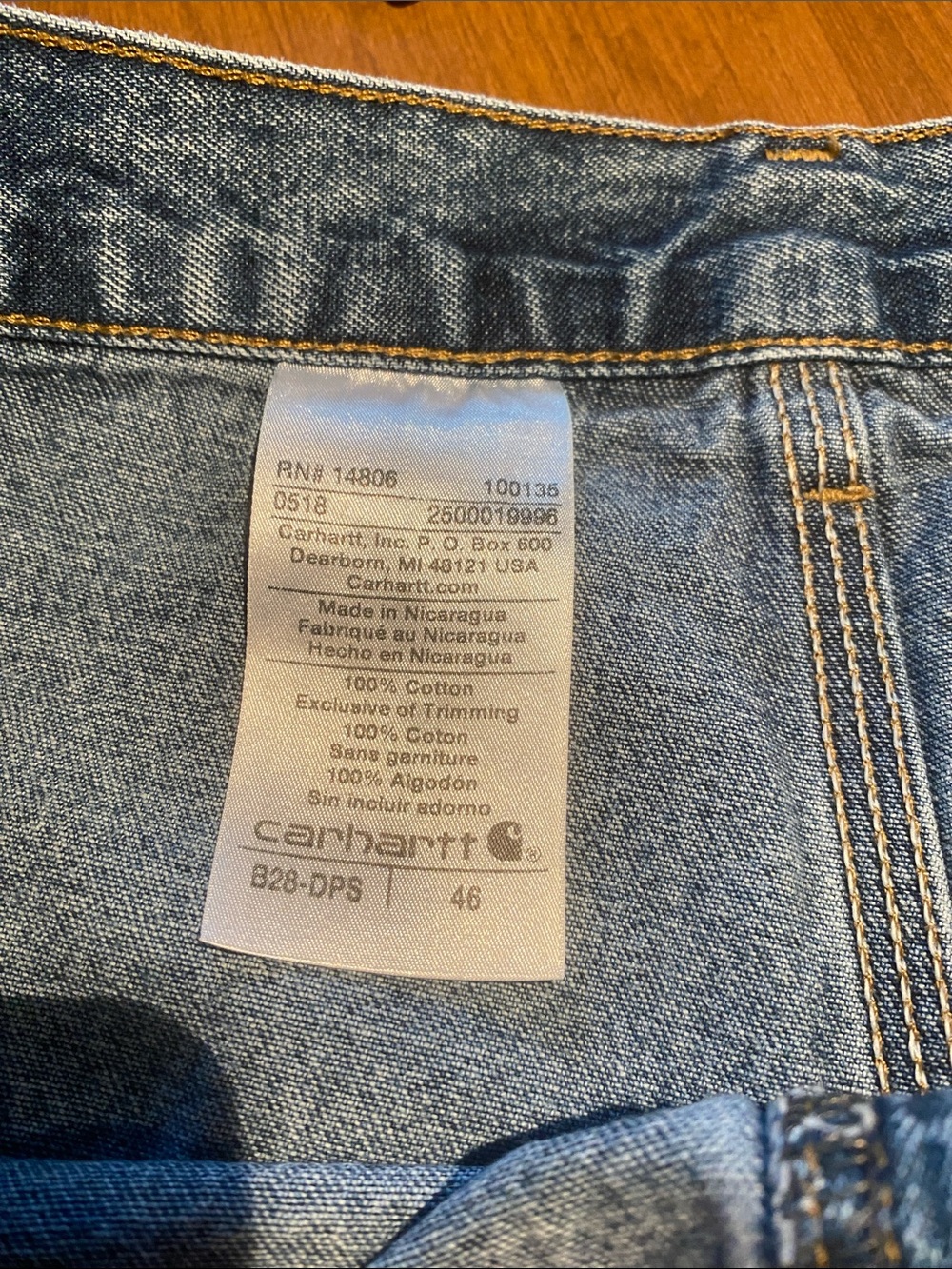 Carhartt Denim Shorts 100% Cotton - Size 46 - Picture 6 of 7